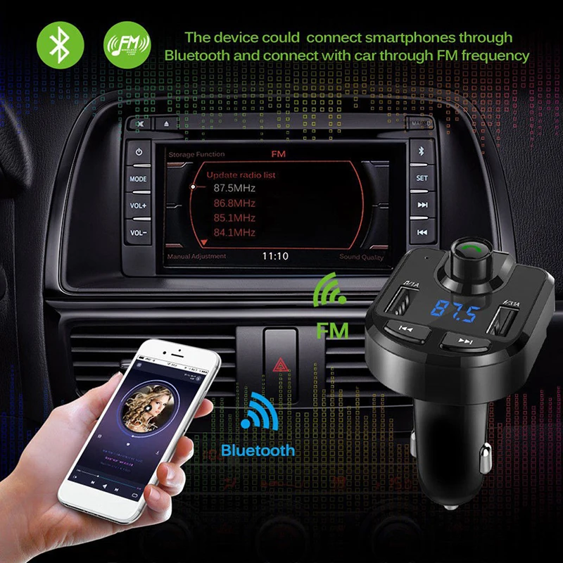 Новый беспроводной автомобильный FM передатчик с Bluetooth ЖК дисплеем MP3 радио USB