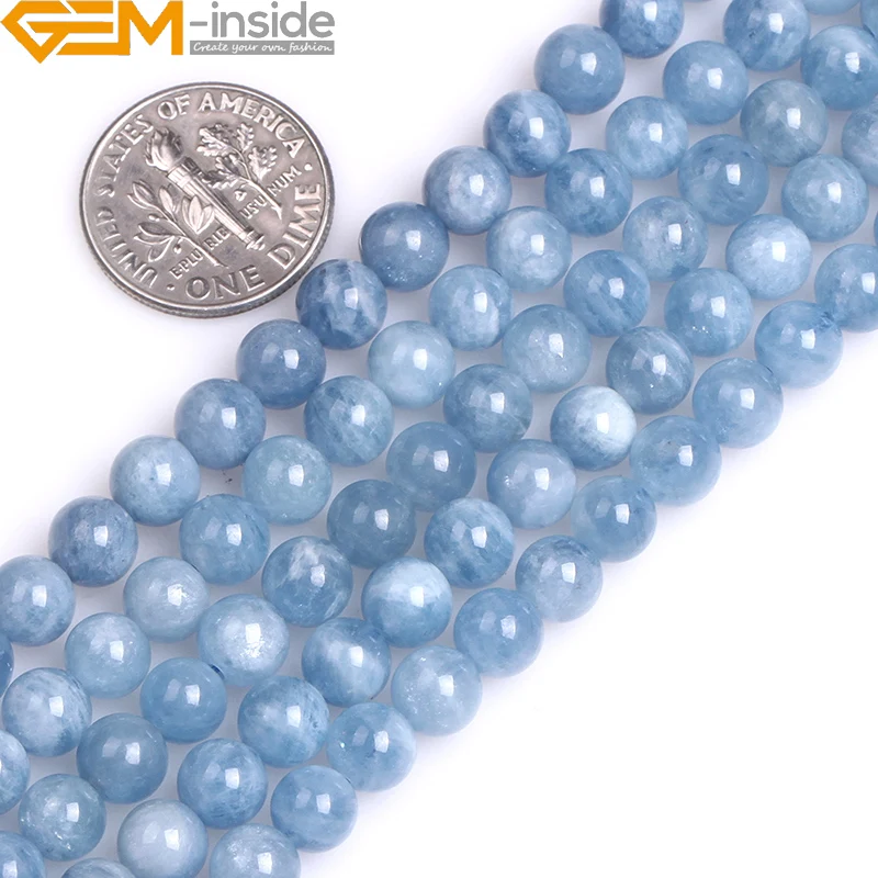 

Gem-inside AA Grade Natural Round Tiny Small Spacer Seed Aquamarines Beads For Jewelry Making 15inches DIY Jewellery