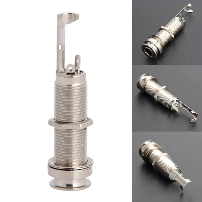 

Arrival Guitar Jack Plug Sockets For Guitar 3 Prong Chrome Threaded Cycinder Long Guitar Bass Output Jack Hot