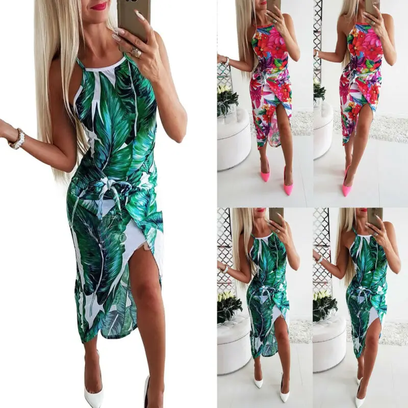 Womens Boho Floral Dress Summer Cocktail Party Beach Dresses Sundress | Женская одежда