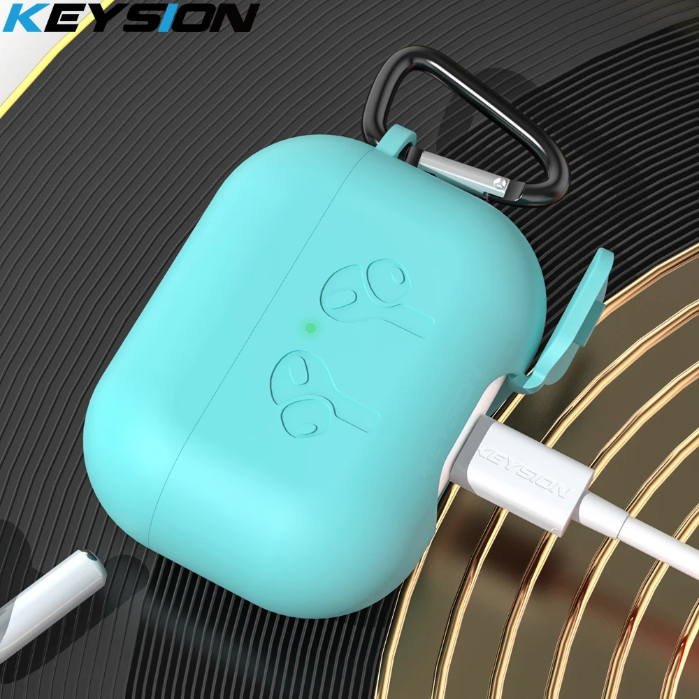 Чехол KEYSION для AirPods Pro с брелоком цветной матовый мягкий силиконовый ударопрочный