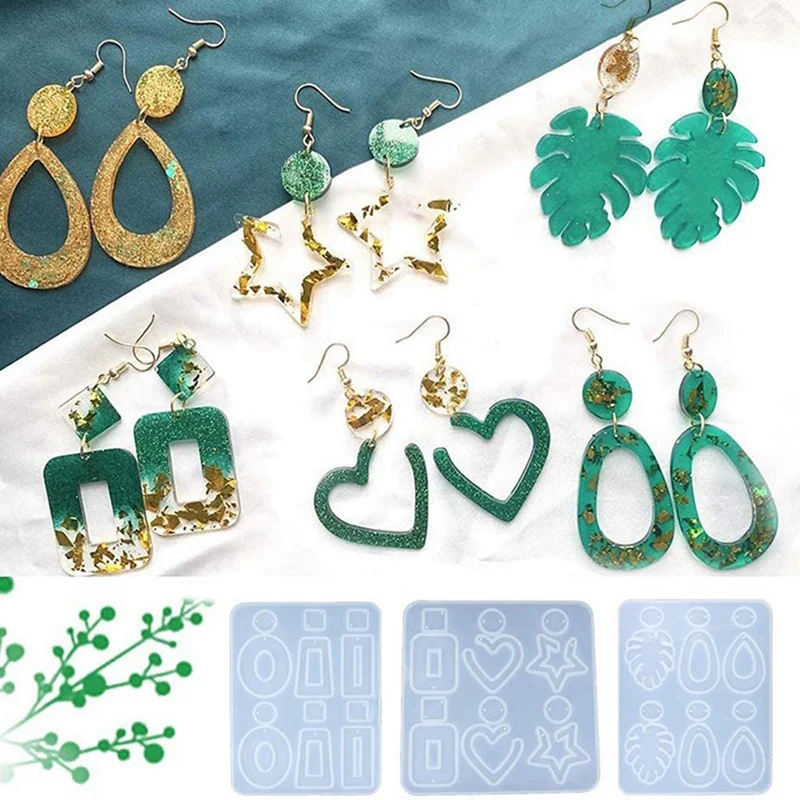 

2418 PCS Earring Hook Earring Making Kit Earring Hook & 3PCS Earring Silicone Casting Molds Epoxy Molds