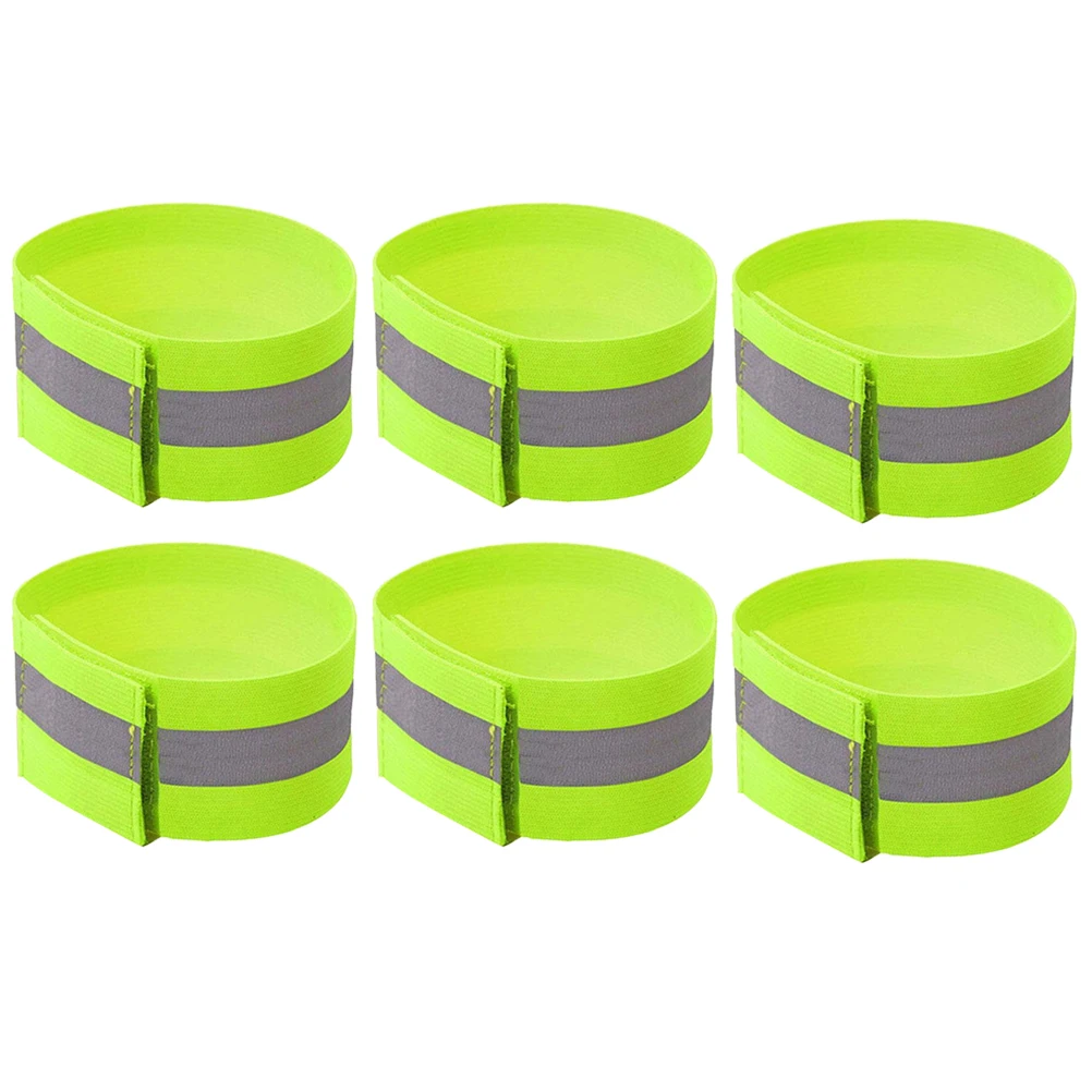 2/4/6Pcs Reflective Bands for Wrist Arm Ankle Leg High Visibility Reflective Running Gear Safety Riding Belt Wrist Leg Straps - Цвет: 6Pcs Green