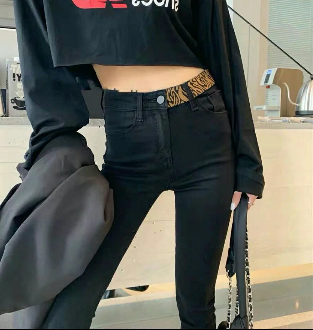 

Black jeans women spring and autumn new high waist slim slim body versatile tight women small foot pencil pants