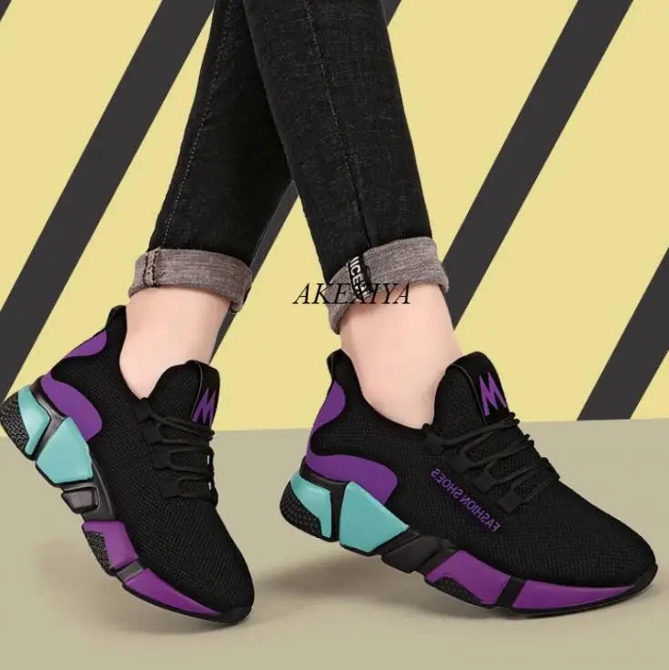 Кроссовки женские сетчатые повседневная обувь на платформе дышащие весна