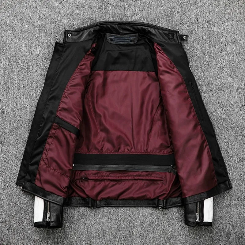 2020 Черная Мужская облегающая кожаная гоночная куртка размера плюс XXXXL из