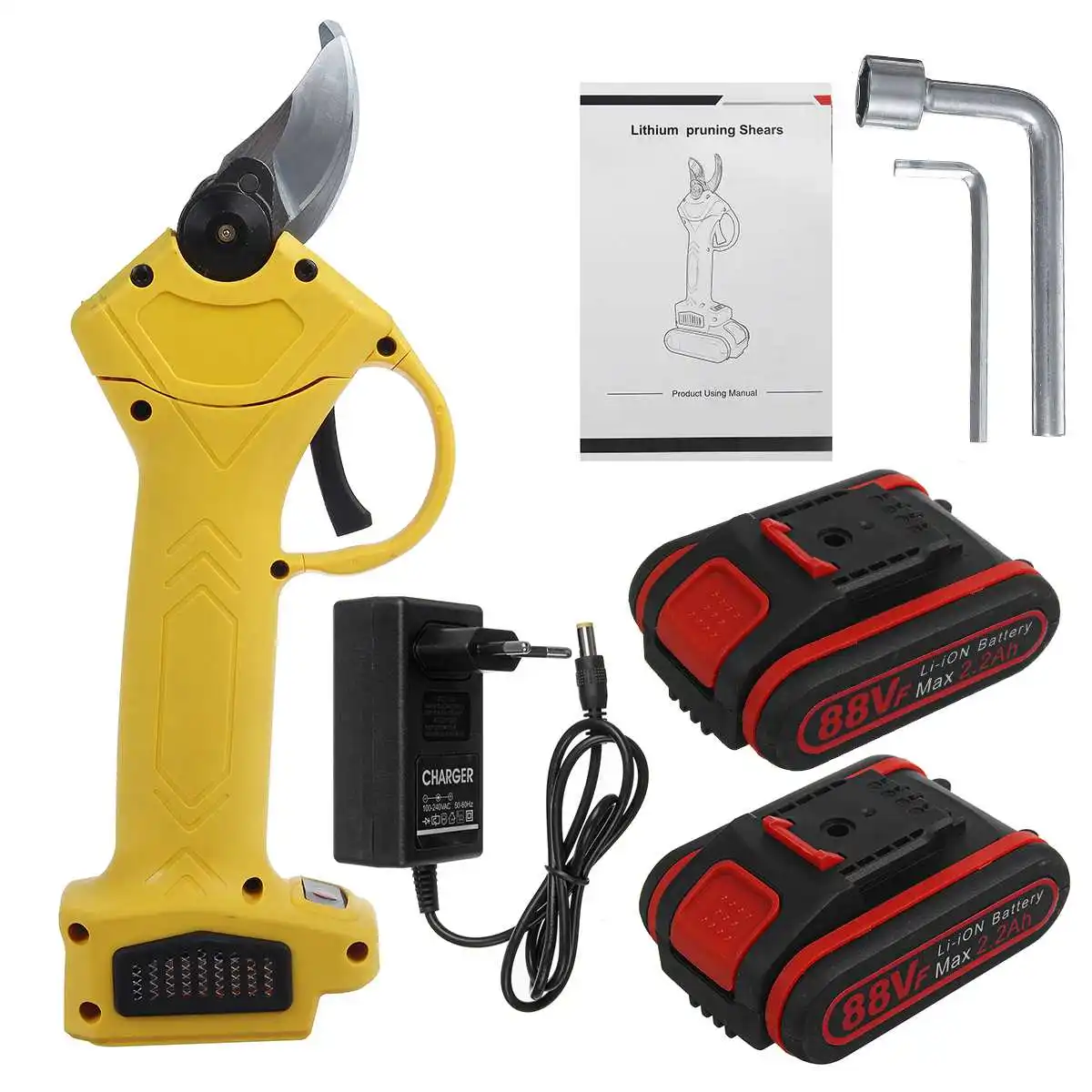 

88VF Cordless Electric Pruning Shears Secateur Pruner Tree Bonsai Cutter With 1/2 Lithium-Ion Branches Scissor Garden Tool