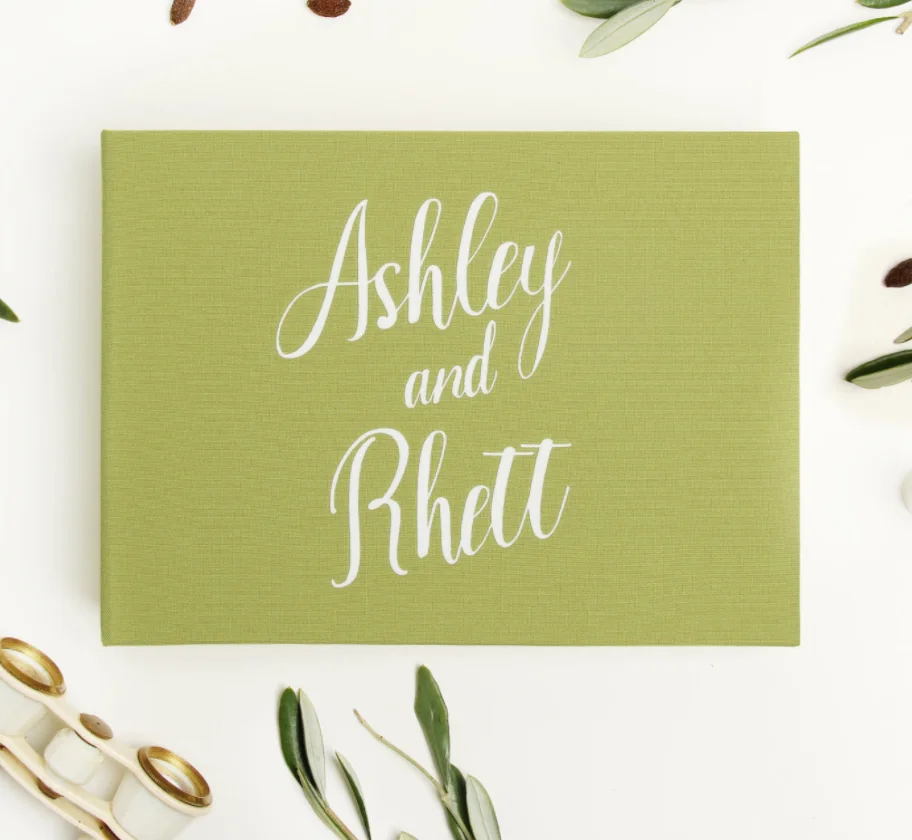 Пользовательская оливковая Зеленая книга в твердой обложке для свадьбы