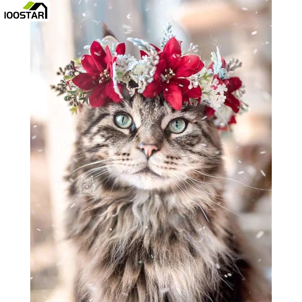 Набор для алмазной вышивки сделай сам Круглый крестиком мультяшный цветок кот