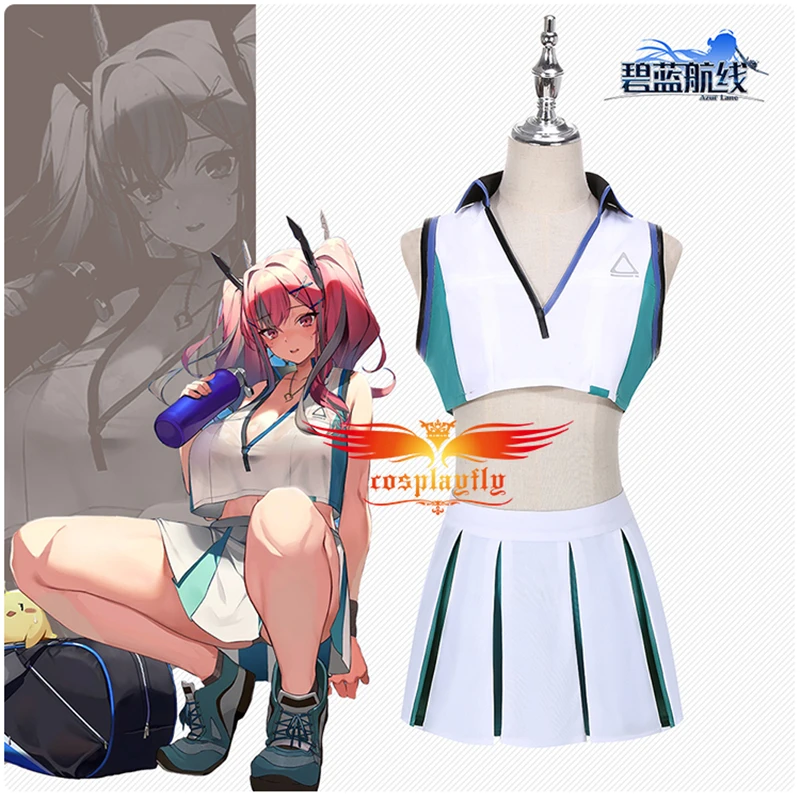 

Anime Azur Lane ssn-698 Bremerton Cosplay Costume Adult Women Outfits Heavy Cruisers Two Piece Sportwear Top Skirt Cuff Necklace