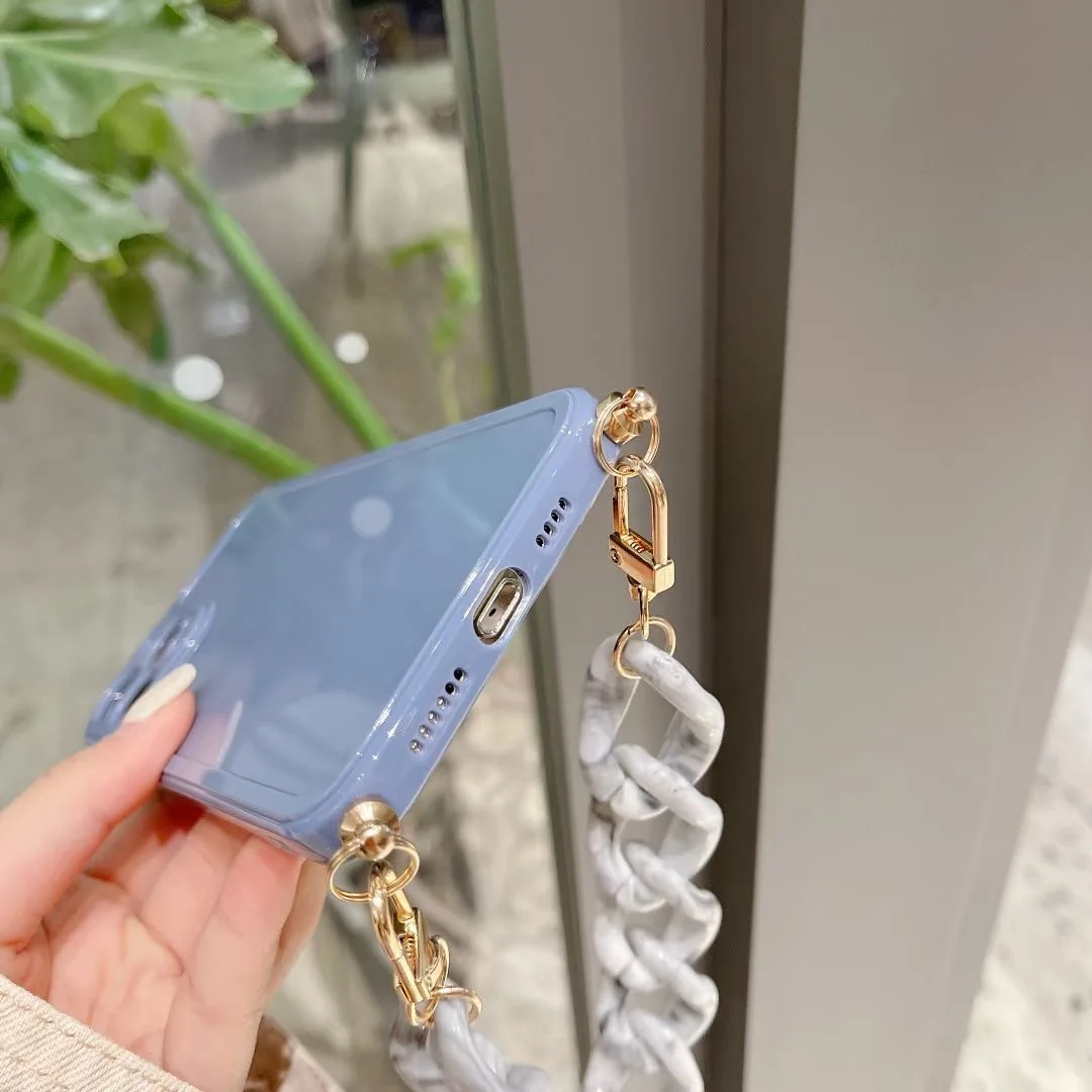 

Iphone Case Pure Color Chain Case for Iphone12Pro/ Max Iphone 11 Case Xr Silicone X/xs Women's 8Plus Bracelet Mobile Phone Case