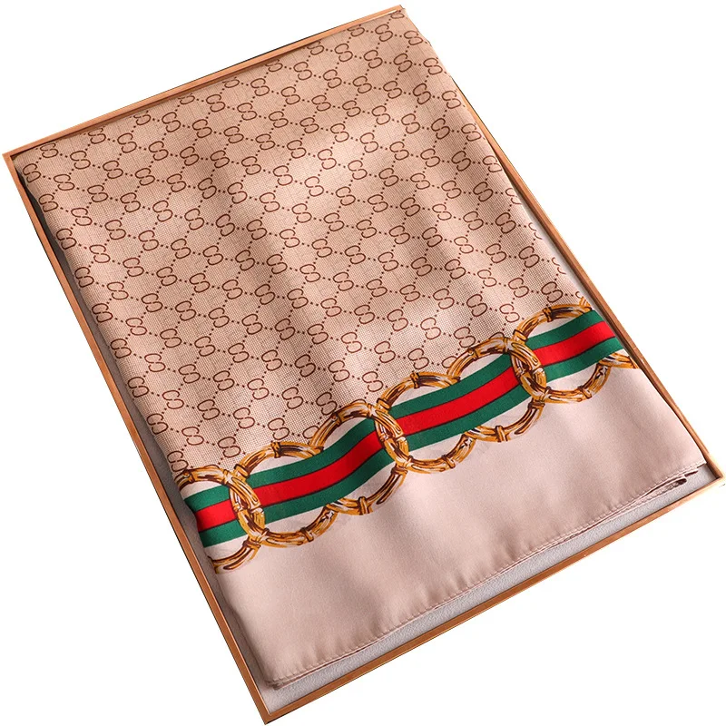 

Spring Autumn New Women Silk Scarf Designer Letter Print Shawls and Wrap Elegant Lady Pashmina Foulard Female Headscarf Bandana