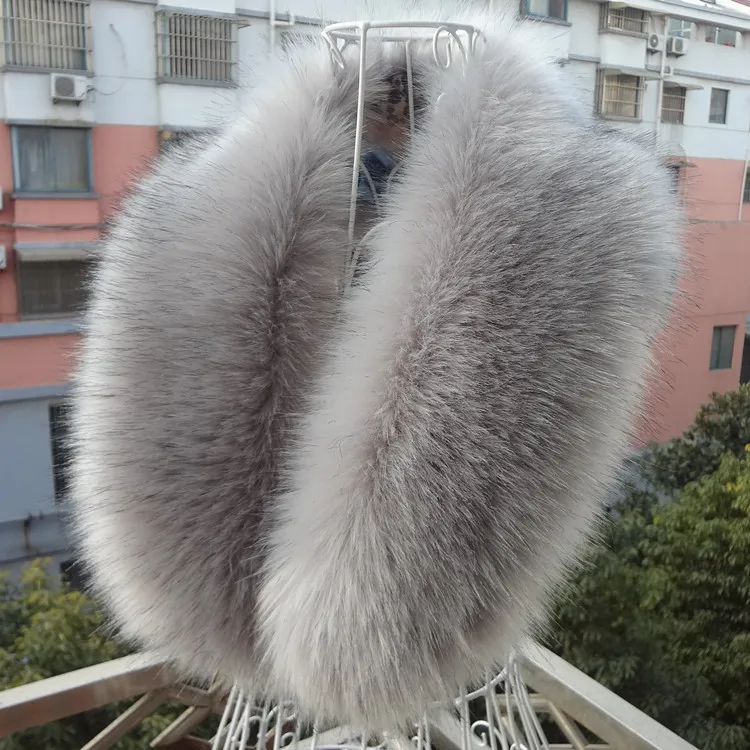 light grey Зимний шарф из искусственного меха для wo мужчин, воротник из искусственного меха, теплая Модная шаль, куртки, капюшон, меховой декор, Мужское пальто, меховые роскошные шарфы SQ4 - Цвет: light grey