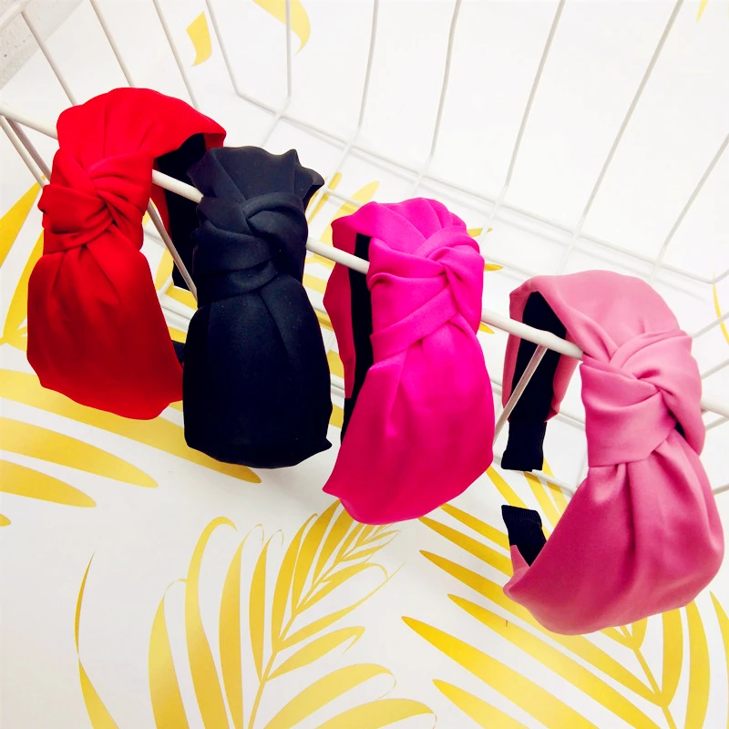 Бесплатная доставка элегантные одноцветные женские повязки для волос с узелком