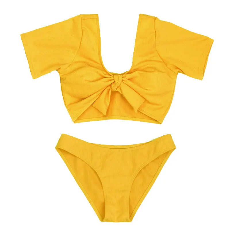 Сексуальный женский комплект бикини с v образным вырезом короткий рукав