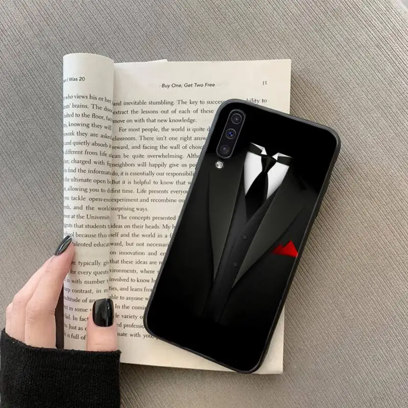 

man Suit shirt lion tie lion red Phone Case For Samsung galaxy S 7 8 9 10 20 edge A 6 10 20 30 50 51 70 note 10 plus