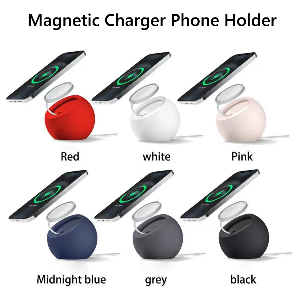 magnetic wireless charger stand holder iphone 1312 pro max mini silicone ball shape charging dock station base for magsafe free global shipping