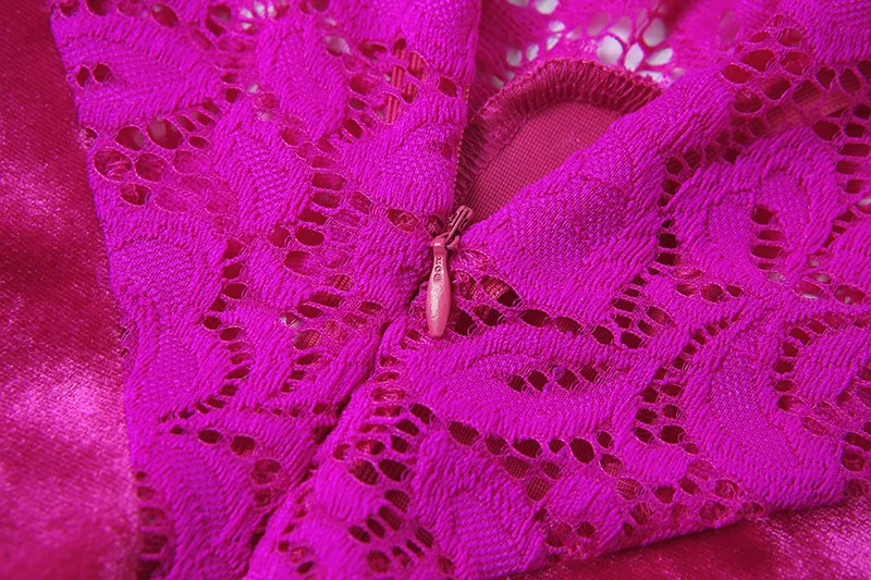 

Sexy Hollow Out Lace Jumpsuits Women Night Club Long Sleeve Hot Transparent Skinny Bodycon Party Dance Pink Women's Jumpsuit