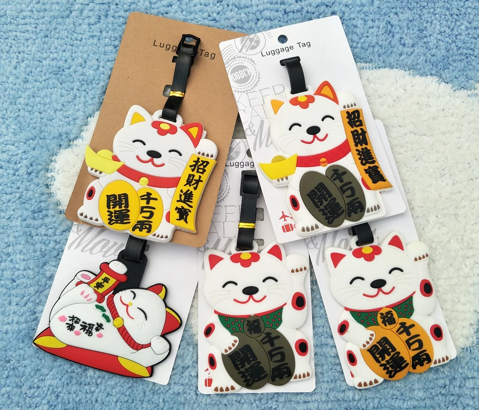 

COSANER Lucky Cat Style Anime Luggage Tag PVC Pendants Portable Travel Label Suitcase Address Baggage Holder tags Gifts
