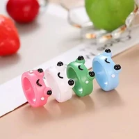 cute green pink frog resin rings for women girls aesthetic y2k jewelry 2021 trend ring vintage chicken animal female finger ring
