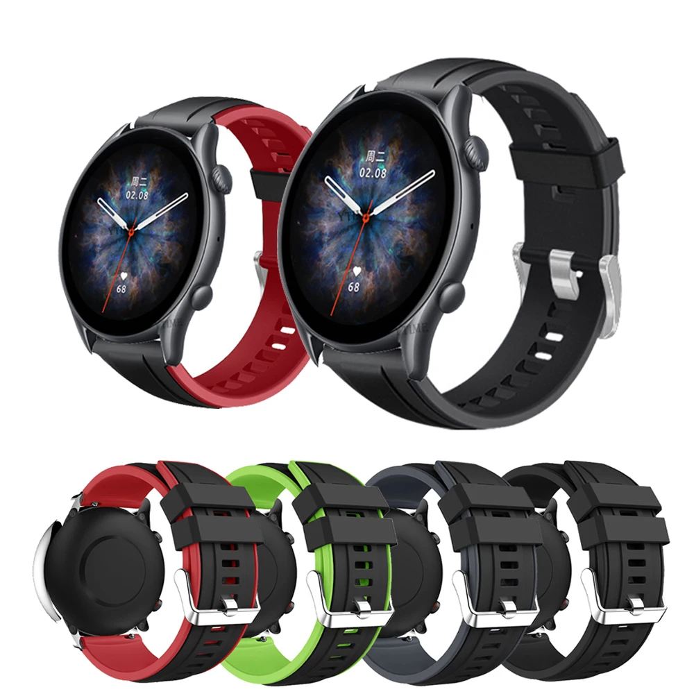 

Ремешок спортивный для Huami Amazfit GTR 3 GTR 3 Pro 2 2E 47 мм, сменный силиконовый браслет для Amazfit Pace Stratos3, 22 мм, аксессуары