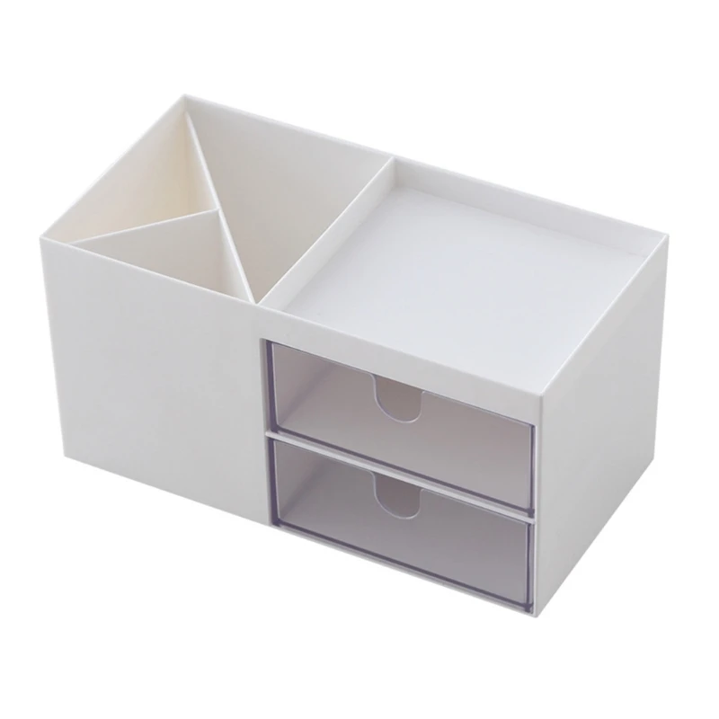 

Makeup Caddy Holder w/ 2 Drawer Four-grids Practical Durable Cosmetic Organizer Box for Dresser Countertop Bedroom