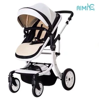 baby stroller 2 in 1pu leather luxury trolley baby carhigh land scape stroller newborn baby travel pushchairfolding stroller