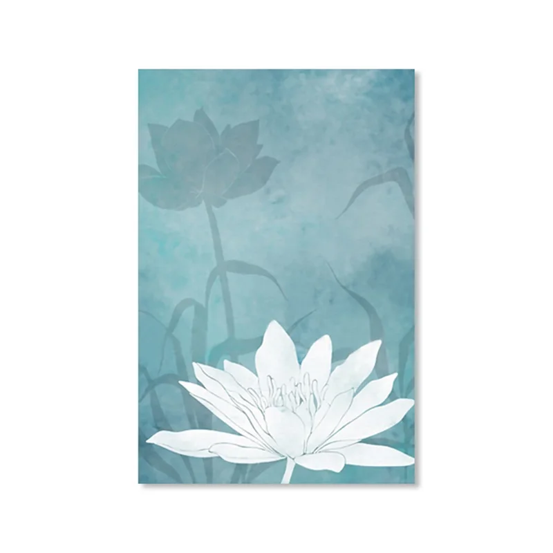

Abstract White Lotus Poster And Reflection In The Lake Canvas Print Poster Nordic Minimalist Style Art Picture For Decoration