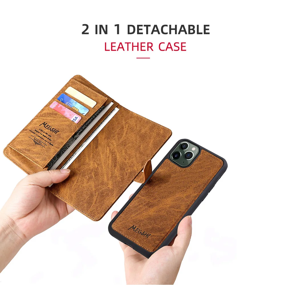 Откидной съемный магнитный кожаный чехол ультрабумажник для сотового телефона