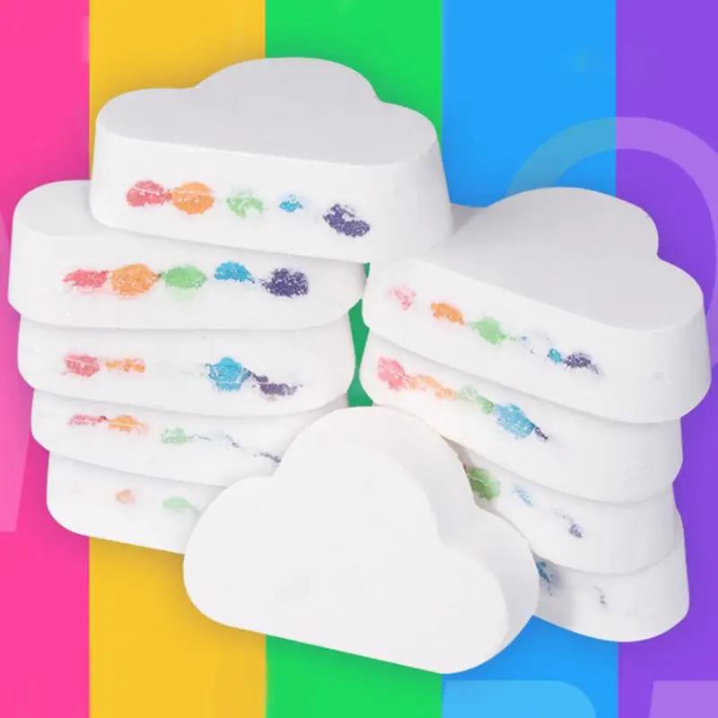 

Rainbow Skin Care Cloud Bath Salt Exfoliating Moisturizing Bubble Bath Bombs Ball Essential Supplies Multicolor Natural Bubble