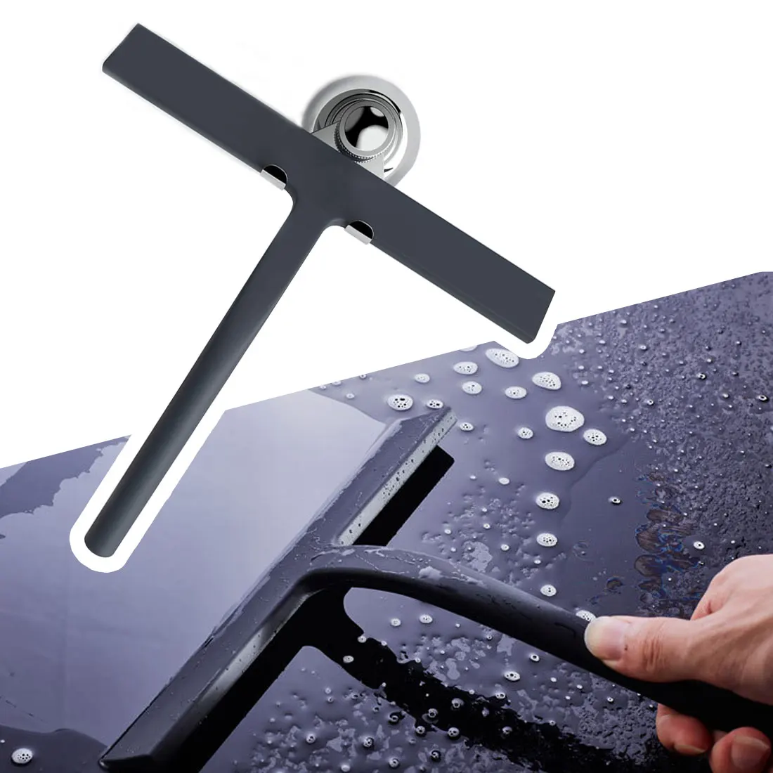 

Shower Squeegee Window Glass Wiper Scraper Cleaner with Silicone Blade & Holder Hook for Bathroom/Kitchen/Car Glass