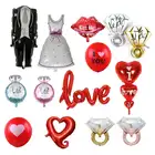 Свадебные украшения, воздушные шары, кольцо для жениха, невесты, в форме сердца
