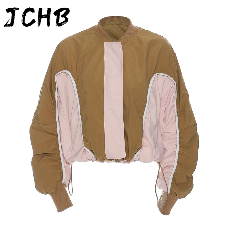

JCHB 2021 autumn and spring Fashion Casual Long Sleeve Clothing Versatile Contrast Drawstring Loose Coat Top Women SH050