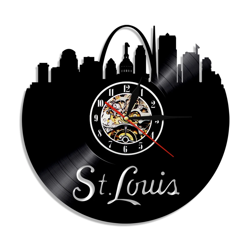 St Louis Skyline Vintage Wall Clock Missouri USA Saint Louis Vinyl Record Wall Clock America Cityscape Watch USA Traveler Gift