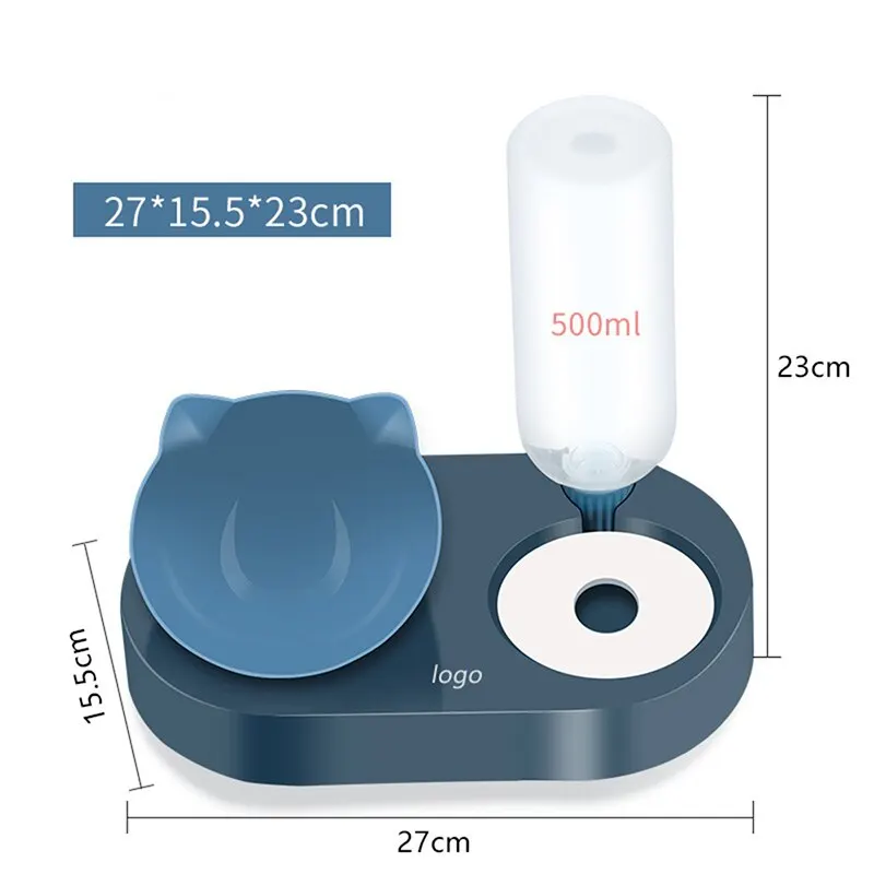 

2-in-1 Cat Bowl Water Dispenser Automatic Waterer Feeder Dog Cat Food Bowl Pet Food Container With Waterer Pet Feeding Supplies