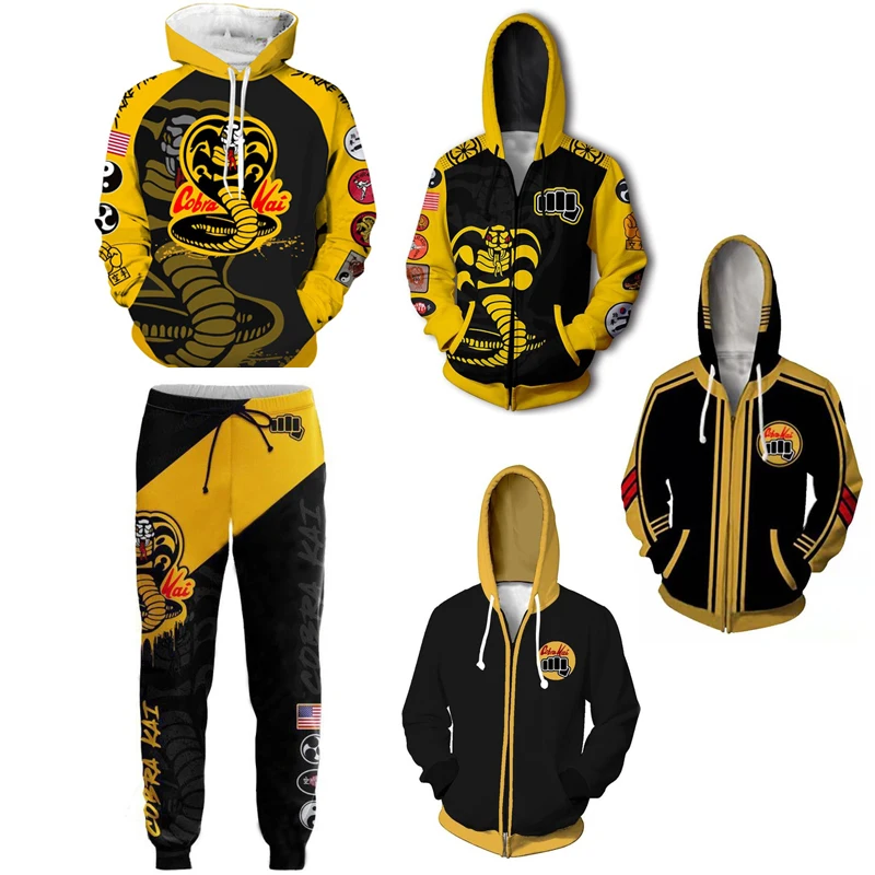 Movie Cobra Kai Косплей-костюмы с капюшоном каратэ куртки для взрослых Косплей