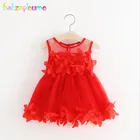 Летняя одежда для новорожденных модное кружевное Сетчатое красное платье принцессы без рукавов для малышей Одежда для маленьких девочек платья для малышей 2005-1
