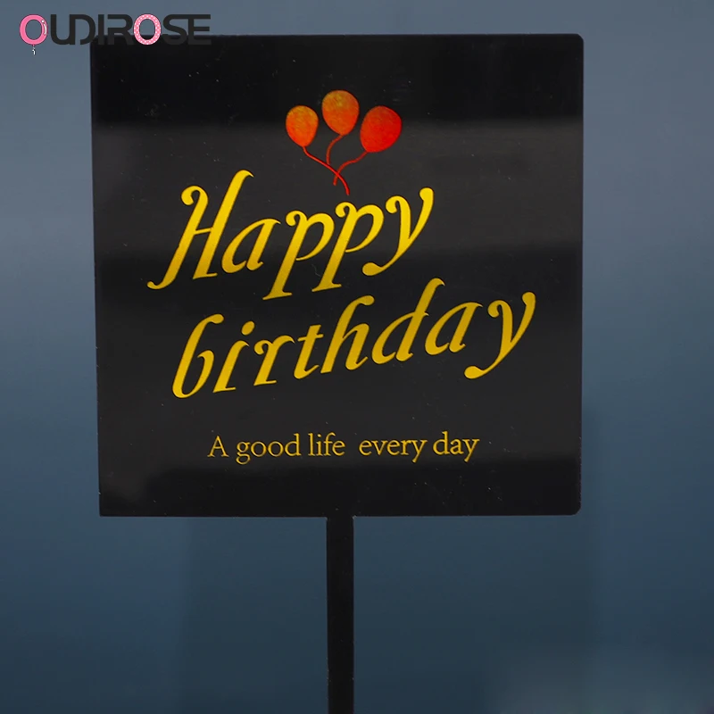 Блестящие золотые буквы Топпер для торта С Днем Рождения украшения акриловый