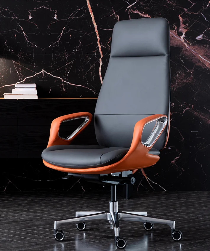 

Leather boss office chair modern computer chair business light luxury chair president chair can lie down