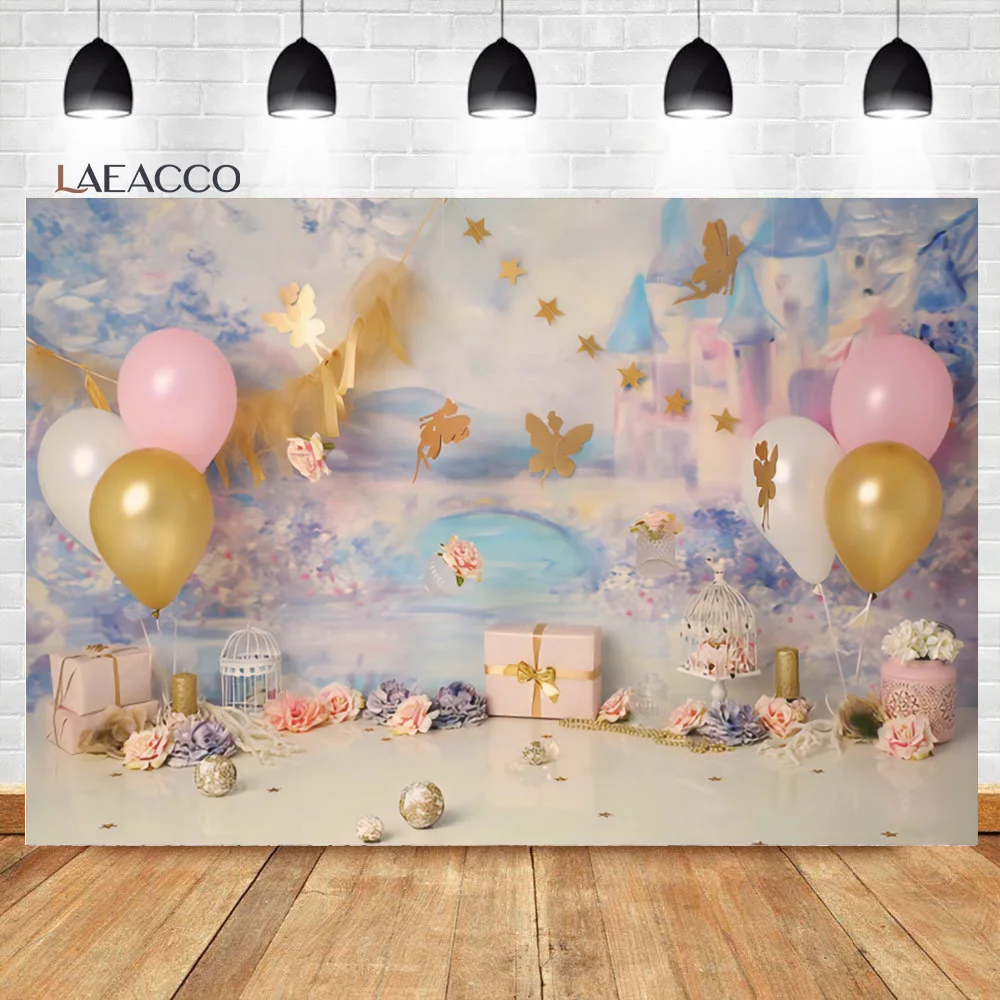 

Laeacco Birthday Party Watercolor Fairytale Background Balloons Gift Baby Portrait Photography Backdrop Photozone Photo Studio
