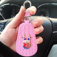 1x creativity rhinestone biling car key bag with cartoon universal key case storage case cover holder protect car accessories