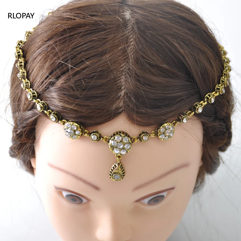 Этно цепочка для волос с кристаллами в античном стиле|Украшения волос| |