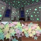 3D звезды, светящиеся в темноте настенные наклейки, светящиеся флуоресцентные настенные наклейки для детской комнаты, спальни, потолка, домашний декор