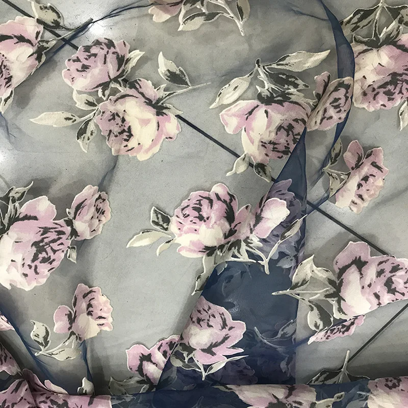 145 см X 100 см/лот печать цветочный узор ткань тюль для скатерти свадебное платье