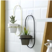 new 2 pieces pottery planters modern wall hanging flower pots with metal stands small flower vase creativity home decoration