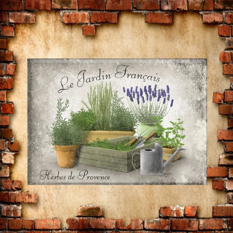 Ретро металлические вывески Herbes De Provence настенные украшения винтажные домашний