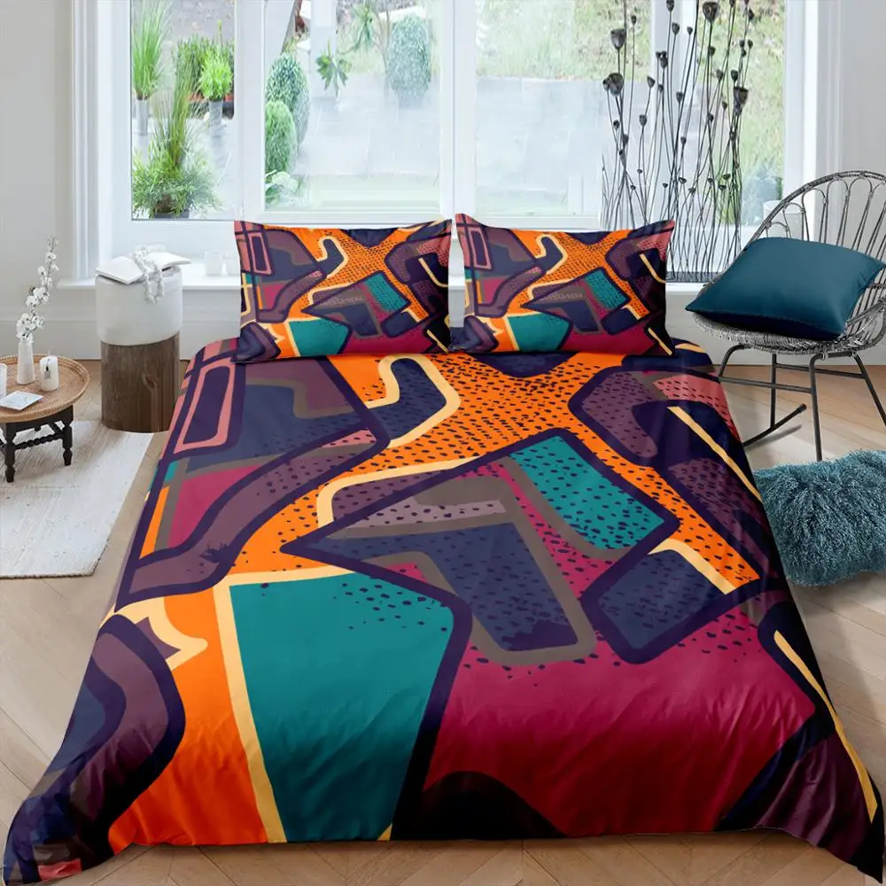Комплект постельного белья из 3 предметов с абстрактным геометрическим узором