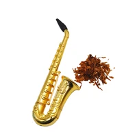 creative saxophone shape smoking metal pipe alloy high quality mini portable pipe length 97mm metal tobacco hookah supplies