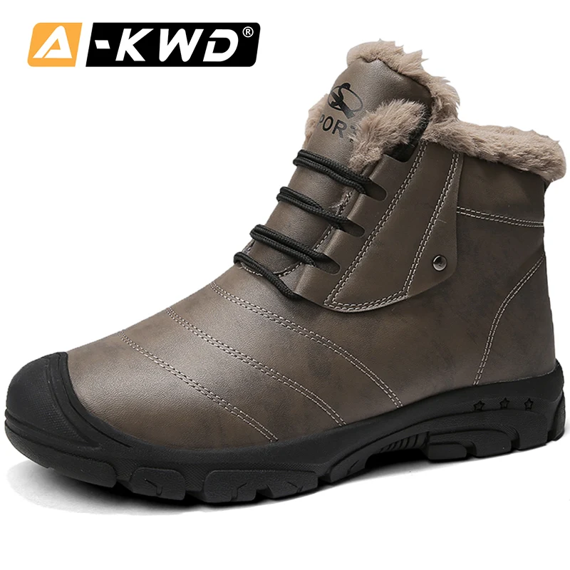 

Fashion Black Men Snow Boots Waterproof Men Winter Shoes Leather Shoe Man Shoose Men Sneakers Herenschoenen High Top Work Shoes