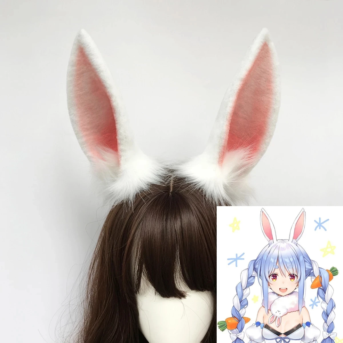 

LOL Hande Made Work Holorive Rabbit Bunnyears Hairhoop USADA Pekora Cosplay Prop for Halloween Christmas Costume Accessories